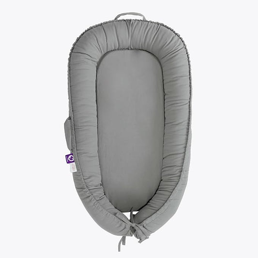 Infant Lounger, Baby Nest Cover for Baby Girls & Boys, Newborn Essentials for Baby 0-12 Months, 100% Cotton Breathable, Co Sleeper Portable Travel Bed (SlateGray, Cotton)-CubbioJoy