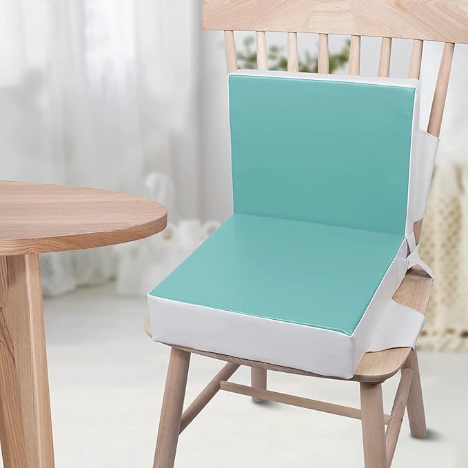 Kalawen Toddler Booster Seat for Dining Table, Upgraded 2Pcs PU Washable Straps Safety Buckle Kids Booster Seat for Table, Portable Travel Increasing Cushion for Chair-CubbioJoy