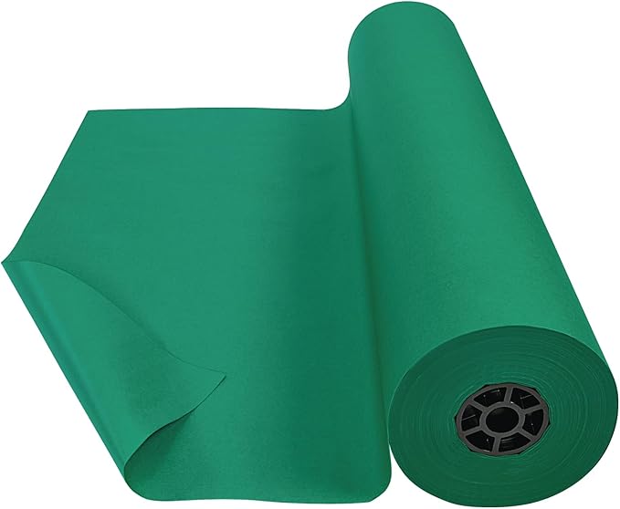Colorations Arts and Crafts Paper Roll - 36" x 1000', Holiday Green, Dual Surface, Markers, Finger Paints, Painting, Watercolors, Acrylic Paints, Wall Art, Bulletin Board Paper, Crafts (Item # DSHG)-CubbioJoy