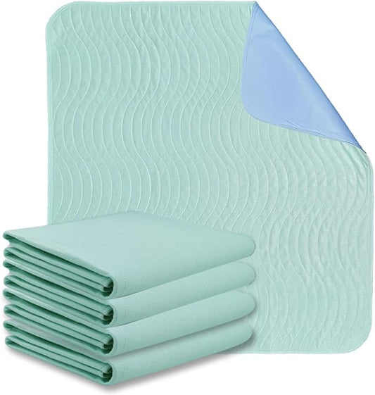 Absorbent Bed Pads for Incontinence - Washable, Reusable, 4-Layer Waterproof Mattress Protectors (36x38 Inch - 4 Pack)-CubbioJoy