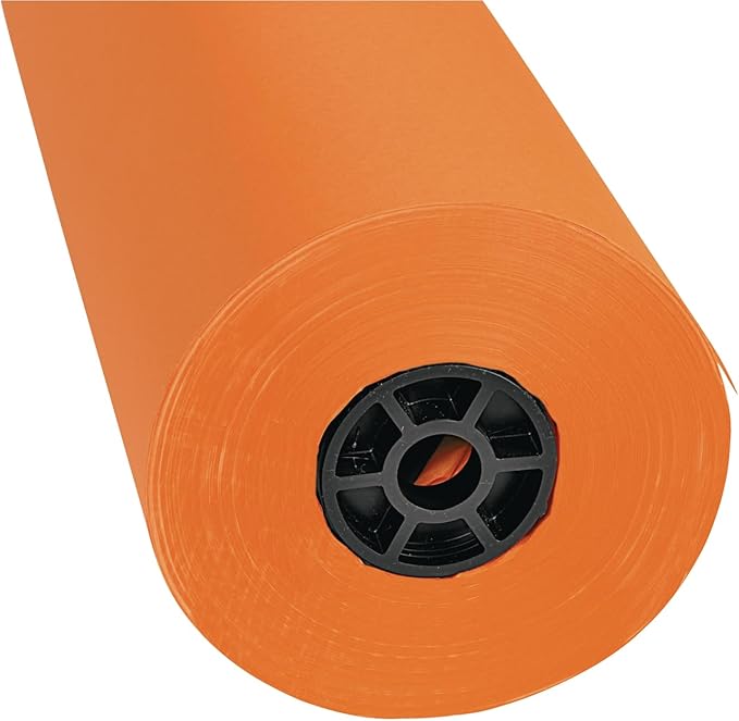 Colorations Arts and Crafts Paper Roll - Orange, Dual Surface, Finger Paints, Painting, Watercolors, Acrylic Paints, Wall Art, Bulletin Board Paper, Kids Crafts (Item # DSOR), 36" x 1000' (1 Roll)-CubbioJoy