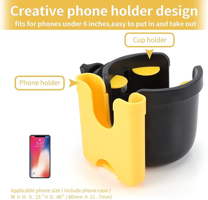 Accmor Stroller Cup Holder with Phone Holder, Bike Cup Holder, Universal Cup Holder for Uppababy Nuna Doona Strollers, 2-in-1 Cup Phone Holder for Stroller, Bike, Wheelchair, Walker, Scooter-CubbioJoy