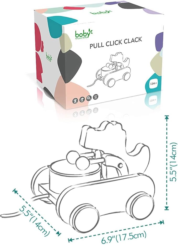 Baby Gift Wooden Toddler Pull Toy, Crocodile Drum Tapping Children's Toy, Baby dragging and Learning to Walk, Rope Traction Rope Crawling for Toddlers Ages 1+-CubbioJoy