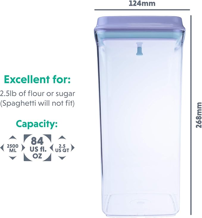 BopTop (1pc - 2500ml) Airtight Food Storage Container – Mechanical Silicone Seal Canister - BPA-Free - 2.5Qt-CubbioJoy