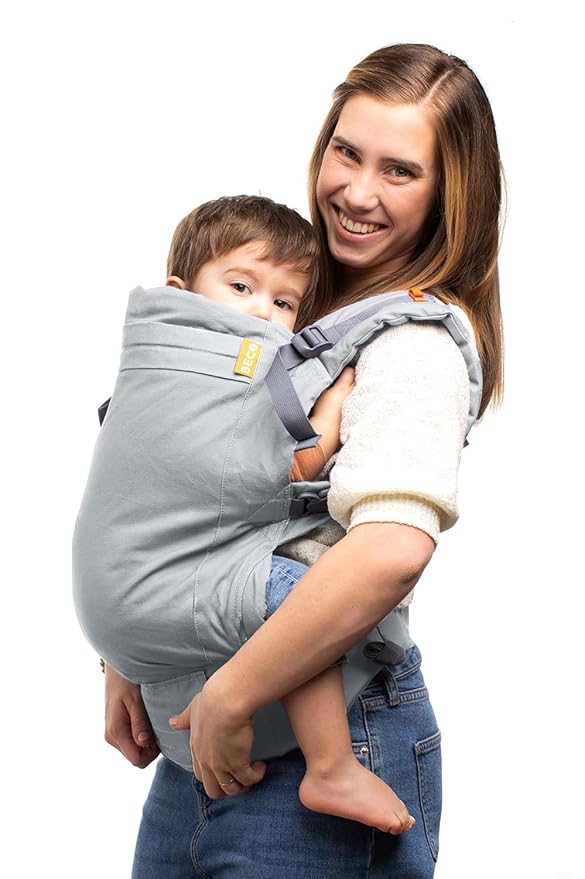 Beco Baby Carrier Toddler Carrier with Extra Wide Seat, 100% Cotton Toddler Carrying Backpack Style and Front-Carry, Lightweight & Breathable Child Carrier, 20-60 lbs (Grey)-CubbioJoy