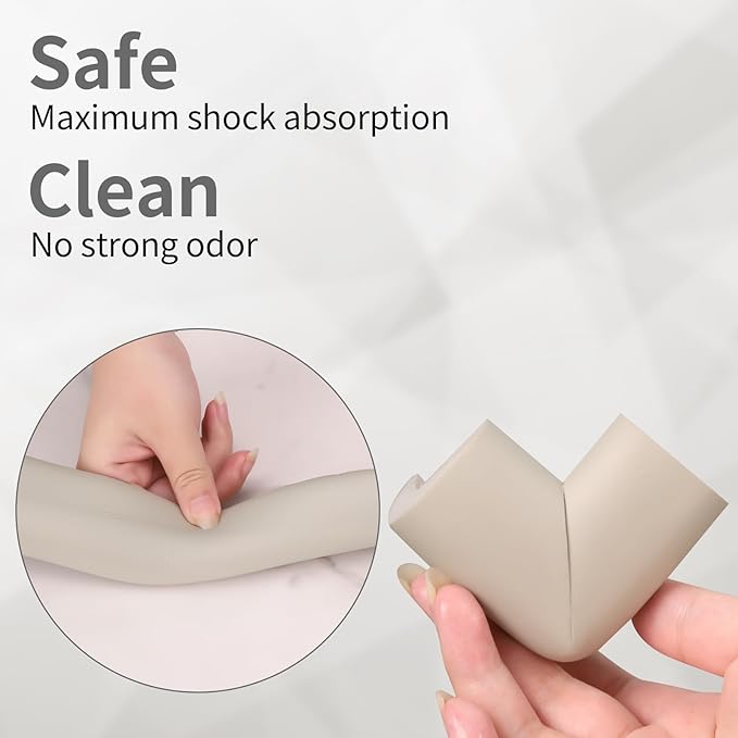 2 Pack L Shape Extra Thick Furniture Table Edge Protectors Foam Baby Safety Bumper Guard 16.4 Ft, Hearth Cushion, for Table, Fireplace, Countertop(with 8 Corners) (Gray)-CubbioJoy