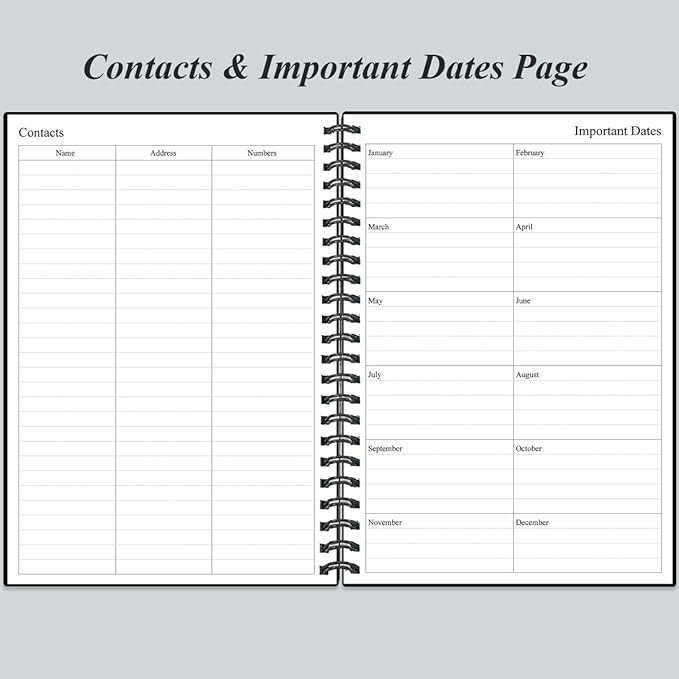 Daily Planner Undated - B5 To Do List Notebook Hourly Schedules, Spiral Appointment Planner for Women and Men, PVC Hardcover, Inner Pocket, Elastic Closure, 7" x 10", Black-CubbioJoy
