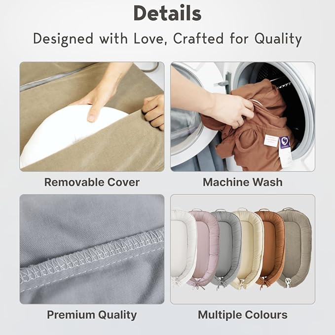 Infant Lounger, Baby Nest Cover for Baby Girls & Boys, Newborn Essentials for Baby 0-18+ Months, 100% Cotton Breathable(CreamyWhite, Corduroy)-CubbioJoy