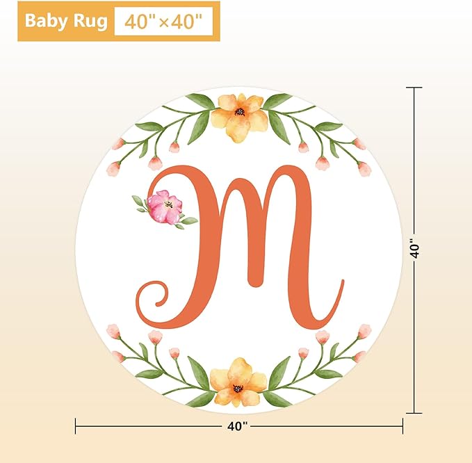 Custom Baby Bedding Set - 5 Pcs Customized Nursery Bedding Set with Name - Comfortable Double Layer Crib Sets for Girls Boys - Personalized Gifts for Toddler Infant New Parents - Orange Flowers-CubbioJoy