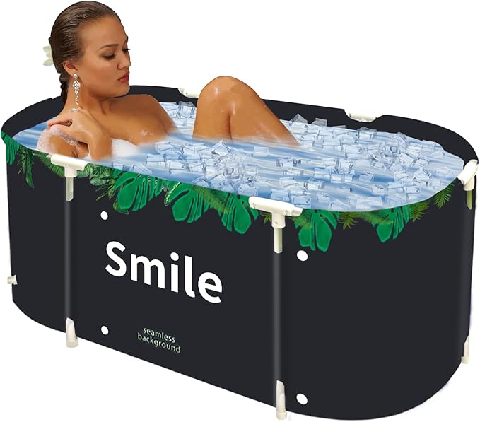 BESTHLS Portable Bathtub for Adult, Foldable Bathtub Folding Soaking Bath Tub,Eco-Friendly Bathing Tub for Shower Stall (Large, Green)-CubbioJoy
