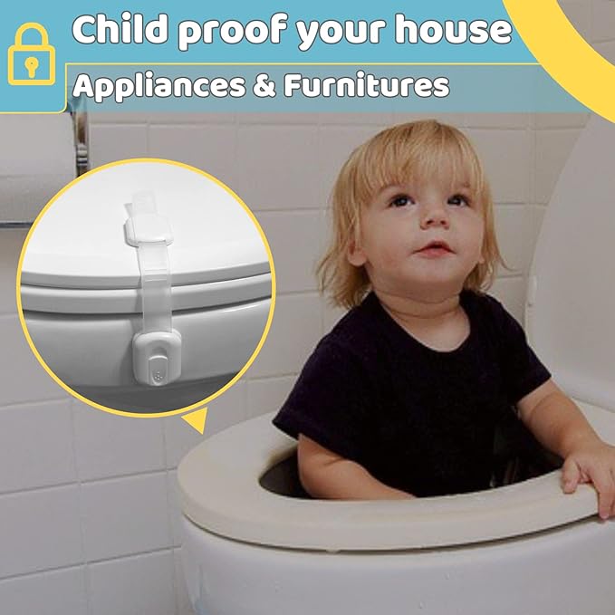 4our Kiddies Child Safety Cabinet Locks for Babies (2 Pack) Child Proof Latches for Cabinets and Drawers Doors, Baby Proofing Cabinet Strap Locks for Cupboards, Fridge, Toilet and Closet-CubbioJoy