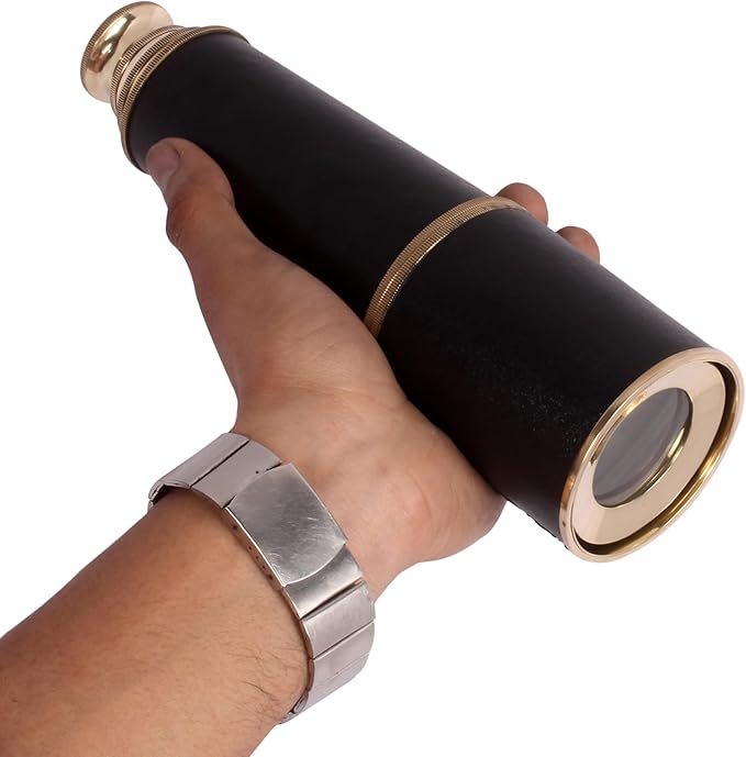 24" Handheld Nautical Brass Telescope with Wooden Box - Pirate Collectibles.-CubbioJoy