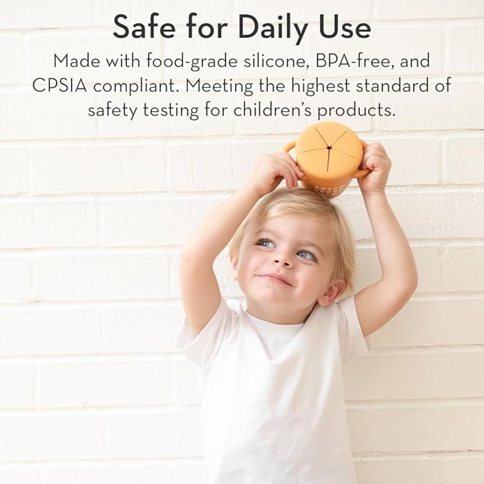 Bella Tunno Snack Cups for Toddlers, Silicone Spill Proof Food Container with Lid, Babies & Kids 6-12 Months, I Love SNX-CubbioJoy