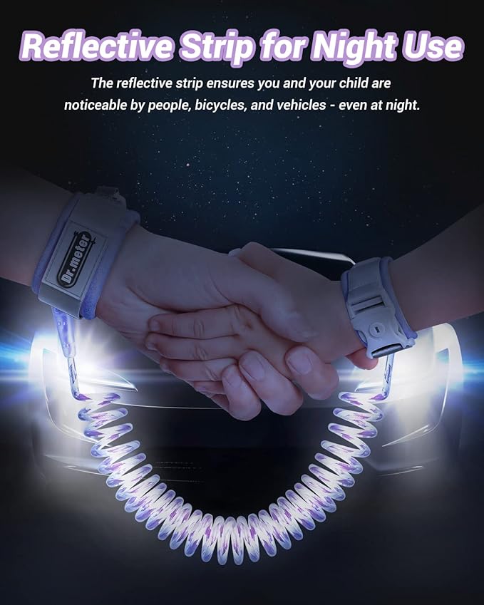 Dr.meter Anti Lost Wrist Link, 2 Pack Toddler Safety Leash with Key Lock, Reflective Child Walking Harness - Dual 8.2ft Length Pink & Purple Kids Leash for Outdoor, Kids Travel Essencials-CubbioJoy