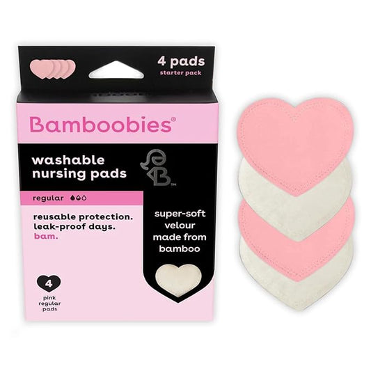 Bamboobies Nursing Pads, Reusable and Washable for Daily Use, Leak-Proof Pads for Breastfeeding, 4 Pads-CubbioJoy