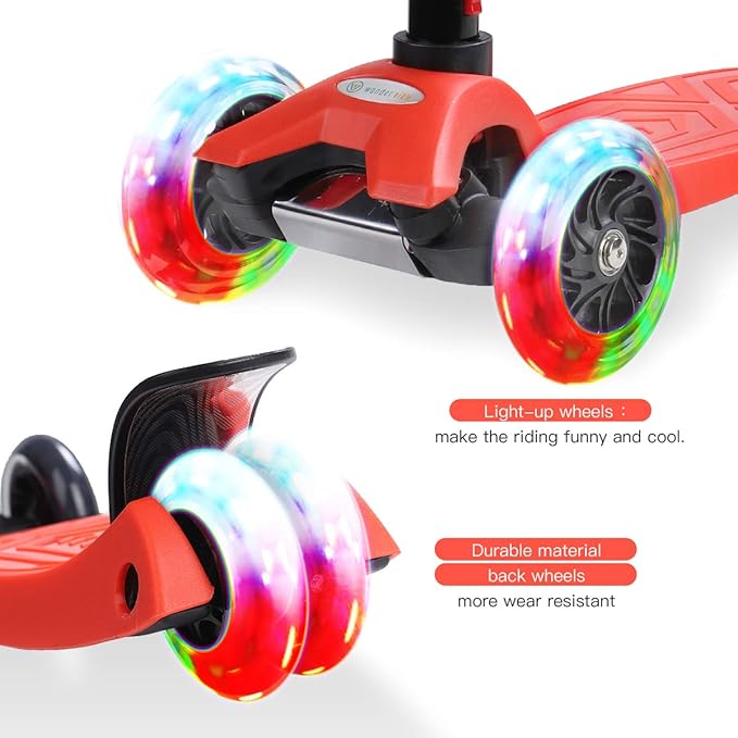 3 Wheel Scooter for Kids Ages 6-12,Kids Scooter with Light Up Wheels, Sturdy Deck Design, and 4 Height Adjustable Suitable for Kid Ages 3-12-CubbioJoy