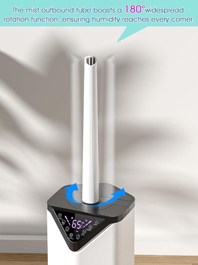 19L/5Gal Humidifiers for Bedroom Large Room 2800 sq ft, Quiet Humidifiers for Large Room, Floor Humidifier with 3 Mist Mode & Auto 180°Mist Tube for Home Whole House School Office Commercial Plants-CubbioJoy