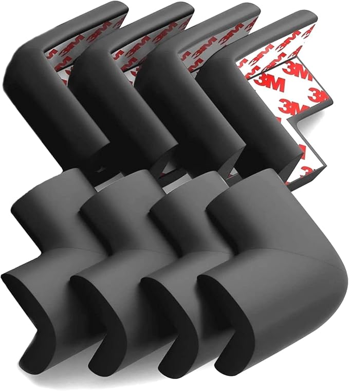 8-Pack Corner Protector Baby To Baby Proof Corners And Edges; Table Corner Covers Baby Safety, Soft Rubber Foam Cushion Corner Guards, Child Proofing Pads, Table Corner Protectors For Furniture, Black-CubbioJoy