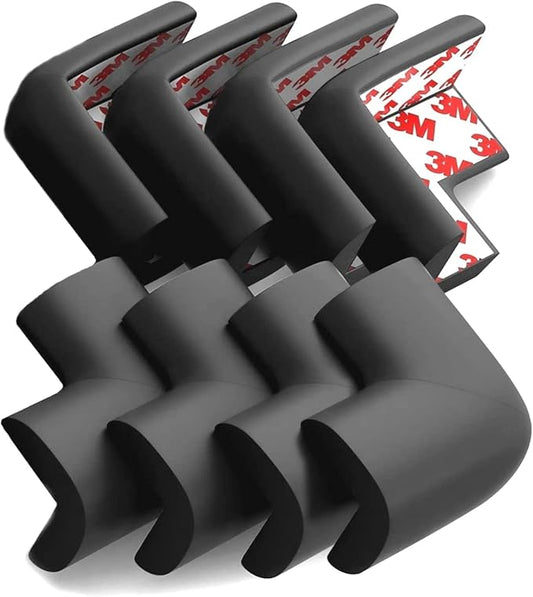 8-Pack Corner Protector Baby To Baby Proof Corners And Edges; Table Corner Covers Baby Safety, Soft Rubber Foam Cushion Corner Guards, Child Proofing Pads, Table Corner Protectors For Furniture, Black-CubbioJoy