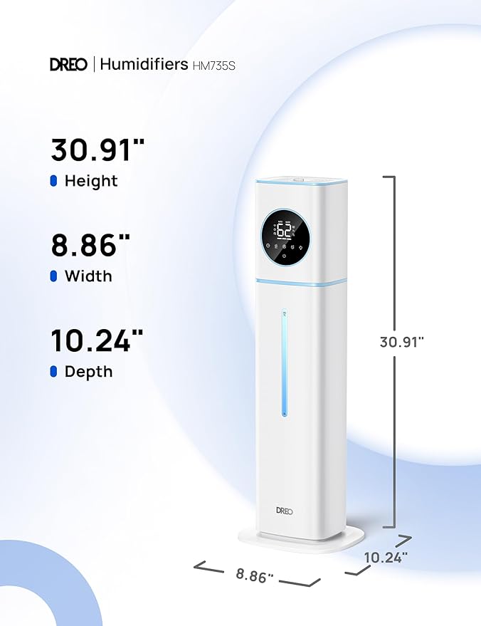 Dreo 11L Smart Humidifier Large Room 700 ft², 100H Cool Mist Air Humidifiers for Bedroom, Top-Fill Self-Cleaning Tank, 26dB, Auto Mode, Aroma Box, RGB Light, Remote & APP Control, Baby, Plant, Blue-CubbioJoy