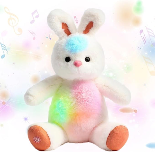 Cuteoy Musical Plush Bunny Stuffed Animal Glowing LED Light-up Nightlight Toys Singing Lullabies Birthday Christmas Plushies Rabbit Gifts for Kids Boys Girls,13"-CubbioJoy