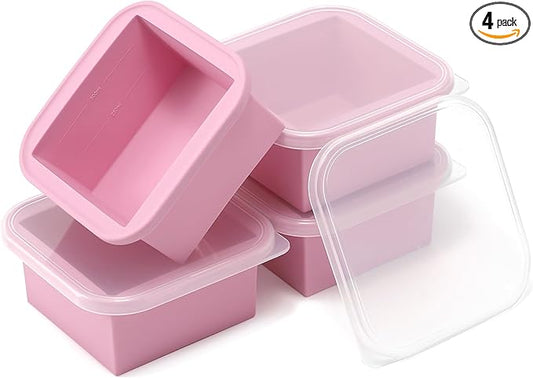 2-Cup Silicone Freezer Trays with Lids – Perfect for Meal Prep, Portion Control, and Easy Freezing-Meal Prep Container Molds for Soup,Leftovers (Cotton Candy, 4 Pack)-CubbioJoy