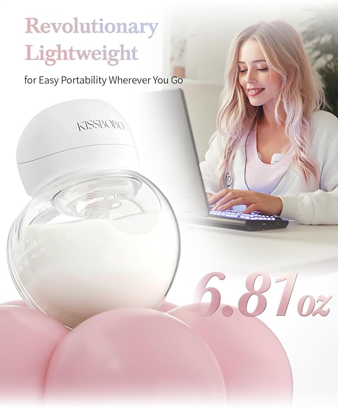 ABP-1508 Hands Free Breast Pump Wearable with Storage Bag, Wearable Breastfeeding Pump Strong Suction, Low Noise, 3 Modes 9 Levels, with 21/24mm Insert/Flange, 2 Pack (White)-CubbioJoy