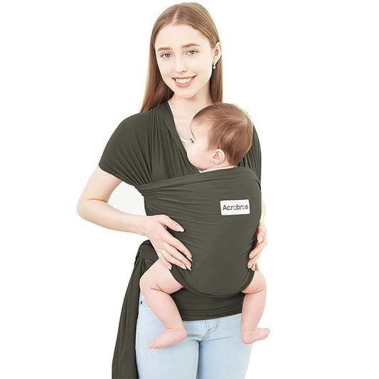 Acrabros Baby Wrap Carrier,Hands Free Baby Carrier Sling,Lightweight,Breathable,Softness,Perfect for Newborn Infants and Babies Shower Gift,Dark Grey-CubbioJoy
