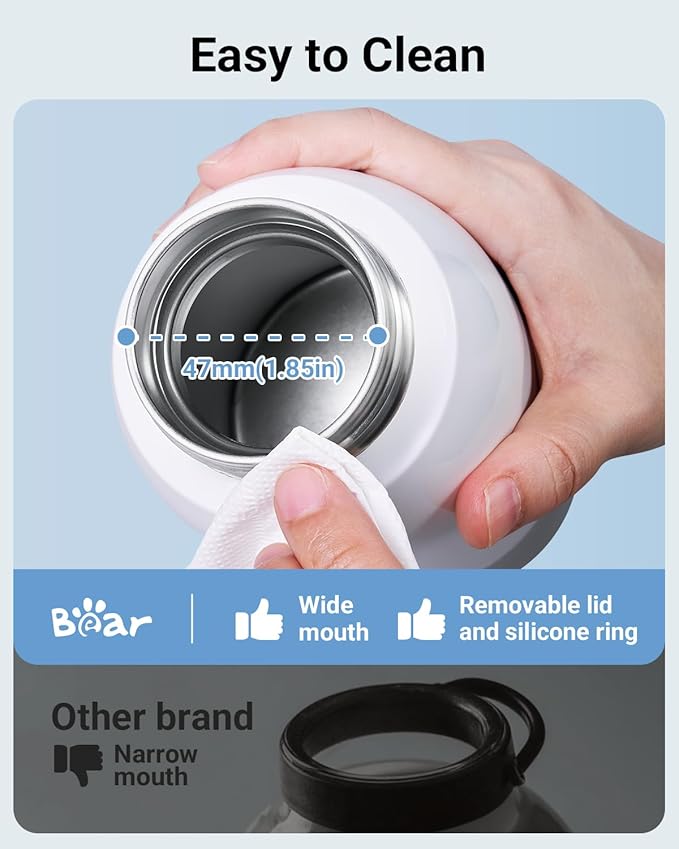 Bear Portable Bottle Warmer for Travel, Milk Warmer for Breastmilk Formula, 17oz Large Capacity Water Warmer with Precise Temp Control, Fast Heating&Long Battery for Travel Car Airplane-CubbioJoy