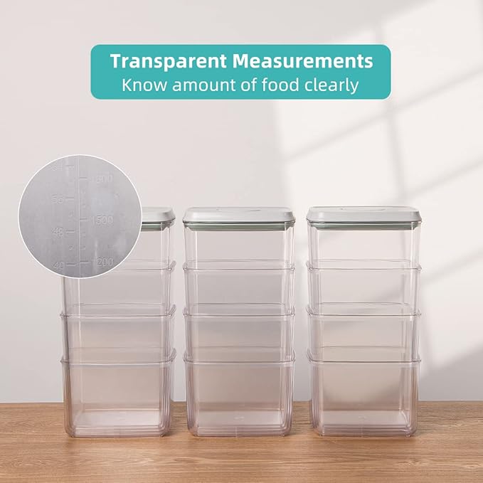 Ankou Pop Airtight Food Storage Containers with Lids for Kitchen Pantry Organizing Stackable Container for Cereal Snack Flour Sugar Coffee Spaghetti -12 Pcs(1.2, 2.0, 2.7, 3.3qt)*3-CubbioJoy