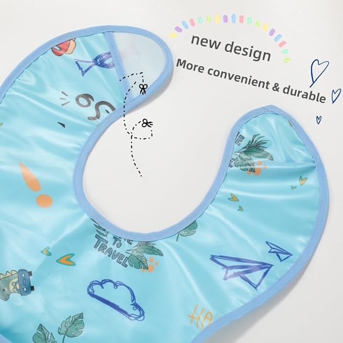Baby bibs Waterproof Toddler bib - Feeding bib with Pocket for Infant Boy Girl Washable 6-36M-CubbioJoy