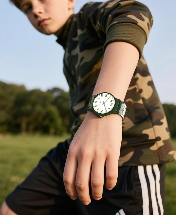 Kids Analog Watch Boys Girls, 30M Waterproof, Sports Watch for Boys, Easy to Read Children's Thin Dial Wrist Watches with Soft Band, for Ages 5-15 Kids Great Birthday Gifts Christmas Day-CubbioJoy