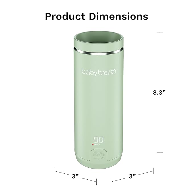 Baby Brezza SuperFast Portable Baby Bottle Warmer – 67% Faster - Travel Breastmilk Warmer and Formula Warmer - Safe, Even Heating - Up to 9oz - No Adapters, Green-CubbioJoy