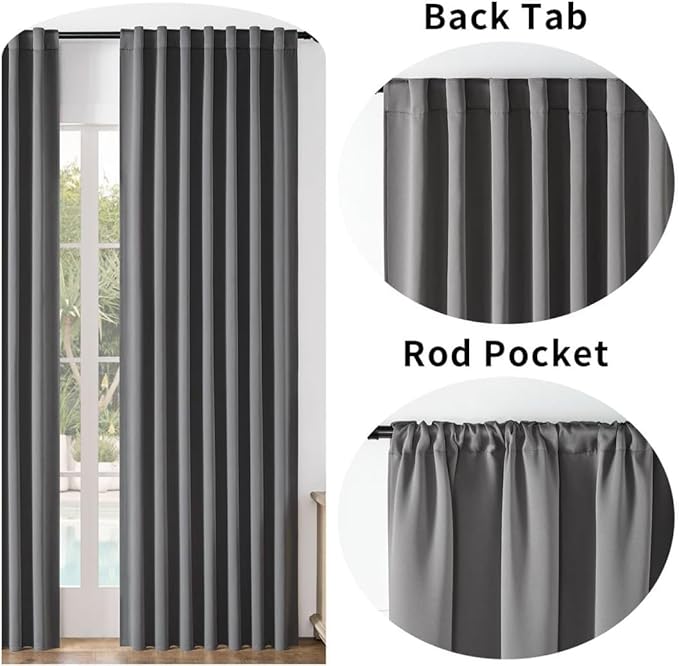 Joydeco Custom Blackout Curtains for Bedroom, 1 Panel Room Darkening Curtains & Drapes for Living Room Window Rod Pocket Back Tab (Custom Size,Light Grey)-CubbioJoy