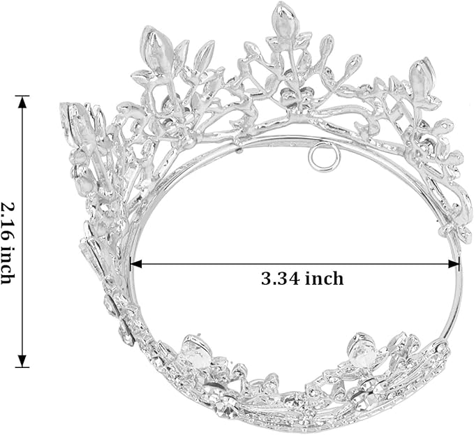 CAVETEE Mini Crown Cake Topper, Small Princess Tiara Crystal Crown Flower Bouquets Accessories for Cake Topper, Flower Arrangements and Decorations (silver)-CubbioJoy