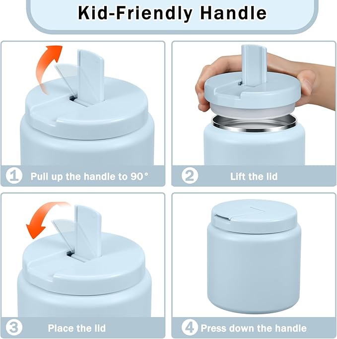 26oz Kids Thermos for Hot Food, Insulated Vacuum Food Jar with Buckle Lid, Stainless Steel Wide Mouth Leak Proof Insulated Lunch Container for School Picnic Travel, Blue-CubbioJoy