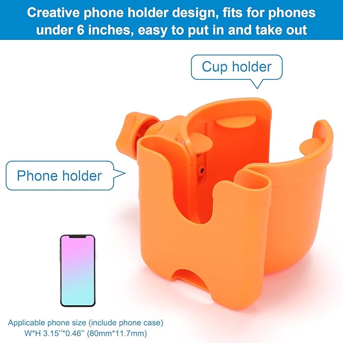 Accmor Stroller Cup Holder with Phone Holder, Bike Cup Holder, Universal Cup Holder for Uppababy Nuna Doona Strollers, 2-in-1 Cup Phone Holder for Stroller, Bike, Wheelchair, Walker, Scooter-CubbioJoy