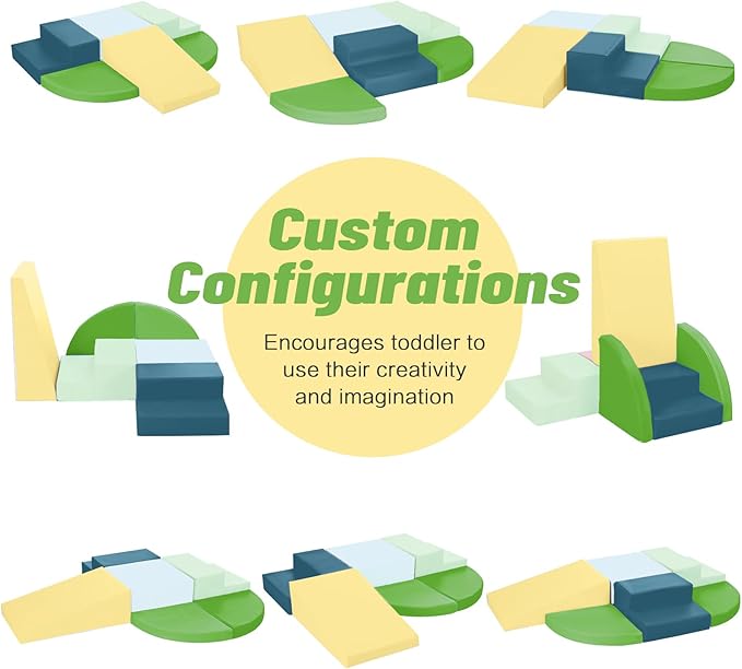 6-Piece Soft PU Leather Toddlers Climbing Toys, Baby Foam Climbing Blocks for Toddlers 3, Foam Play Gym Climbing Structures, Indoor Climb and Crawl Activity Play Set (Light Blue and Green)-CubbioJoy