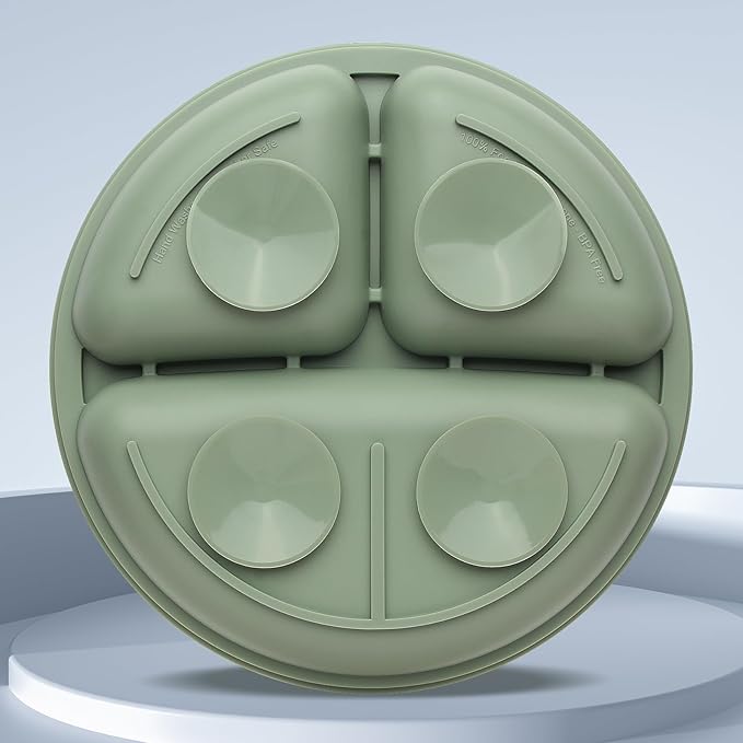 Baby Feeding Set, 2 Pack Silicone Divided Suction Plates for Baby, 2 Pack Spoons and Forks Set, BPA Free, Baby Led Weaning Supplies for Toddler Utensils-CubbioJoy