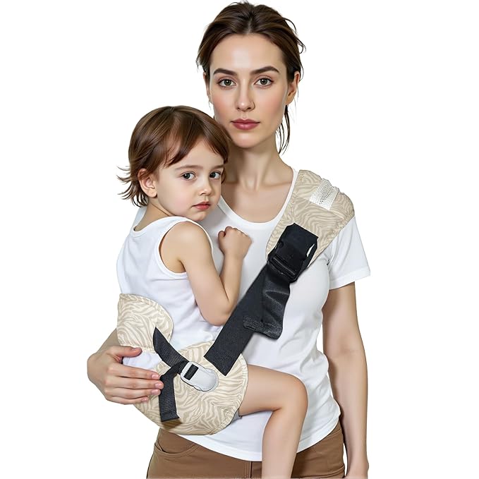 Baby Carrier Newborn to Toddler-Adjustable Baby Sling Carrier,Toddler Carrier for 25-60lbs,Comfortable Baby Sling for Hands-Free Carrying (Beige Zebra Print)-CubbioJoy
