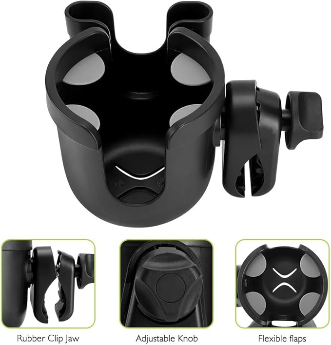 Accmor Stroller Cup Holder with Phone Holder, Bike Cup Holder, Universal Cup Holder for Uppababy Nuna Doona Strollers, 2-in-1 Cup Phone Holder for Stroller, Bike, Wheelchair, Walker, Scooter-CubbioJoy