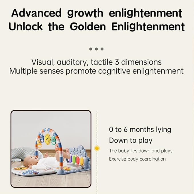 Alive Lovely Baby Gyms Play Mats, Musical Activity Center Baby Piano Gym Mat, Music and Lights Tummy Time Padded Mat for Newborn Newborn 0 to 3 6 9 12 Months-CubbioJoy