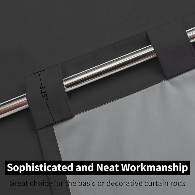 Joydeco 100% Blackout Curtains 108 inches Long for Bedroom Living Room - 2 Panels Set Burg Room Darkening Black Out Curtains for Bedroom Windows, Back tab Rod Pocket(52x108 inch,Black)-CubbioJoy