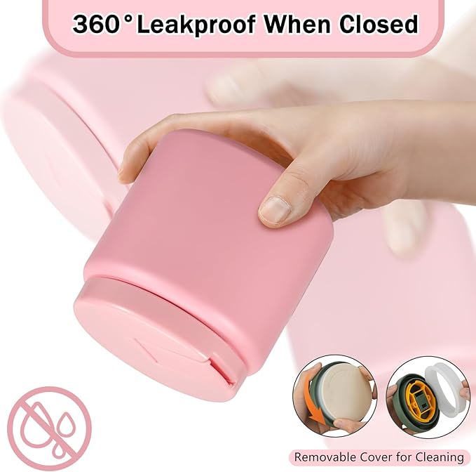 26oz Kids Thermos for Hot Food, Insulated Vacuum Food Jar with Buckle Lid, Stainless Steel Wide Mouth Leak Proof Insulated Lunch Container for School Picnic Travel, Pink-CubbioJoy