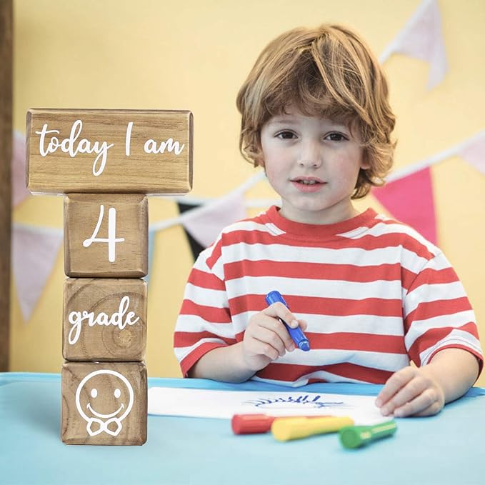 Baby Monthly Milestone Blocks for Boy or Girl, Milestones Age Photo Block Set for Baby Shower, Pregnancy Countdown, 7 Pcs-CubbioJoy