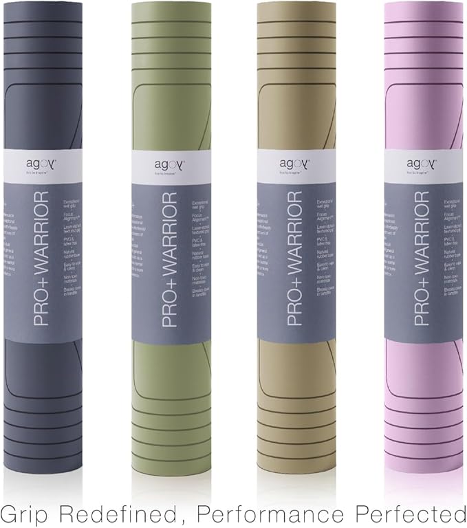 agoy Pro+ Warrior - Premium Non-Slip Yoga Mat – Eco-Conscious Design - PU Mat With Wet/Dry Grip+ - Focus Alignment - Lazer-Etched Technology - A Portable Standard Size Mat for All Styles of Yoga-CubbioJoy