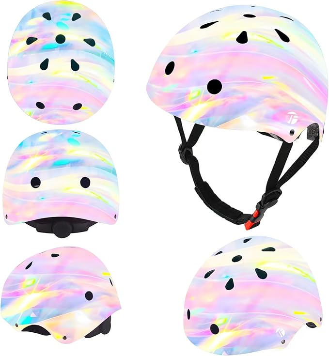 Adjustable Color Gradient Skateboard Helmet for 3-5-8-14+Ages【Toddler Kids Youth Adult】 Girls Boys Woman.Bike Helmet for Multi-Sports Cycling Bicycle Scooter Inline Roller Skate Rollerblading-CubbioJoy