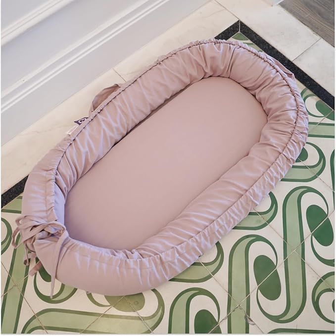 Infant Lounger, Baby Nest Cover for Baby Girls & Boys, Newborn Essentials for Baby 0-18 Months, 100% Cotton Breathable (Lavender_Blush)-CubbioJoy