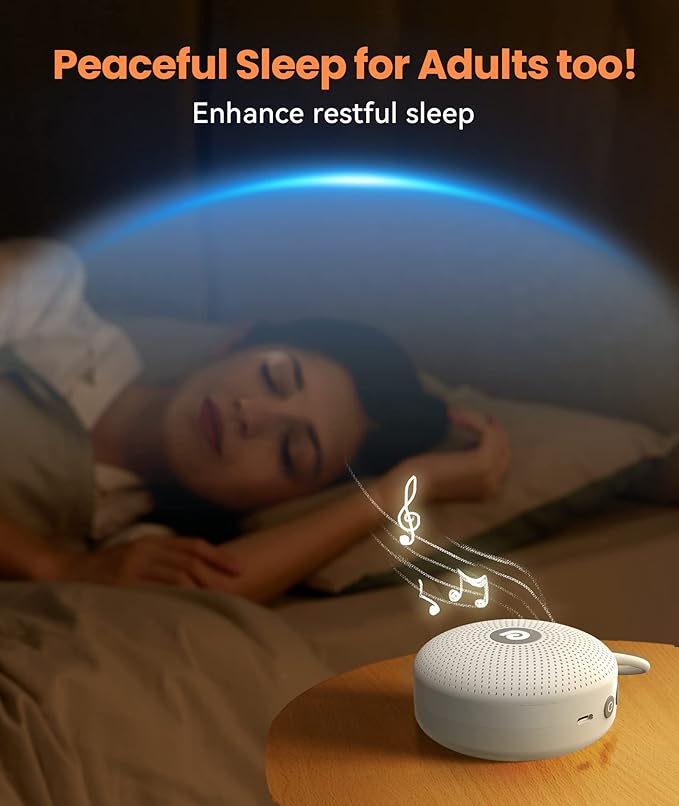 Dreamegg Portable Noise Machine for Baby Adult, Features Powerful Battery, 21 Soothing Sound, Noise Canceling for Office & Sleeping, Sound Therapy for Home, Travel, Registry Gift, Classic White-CubbioJoy