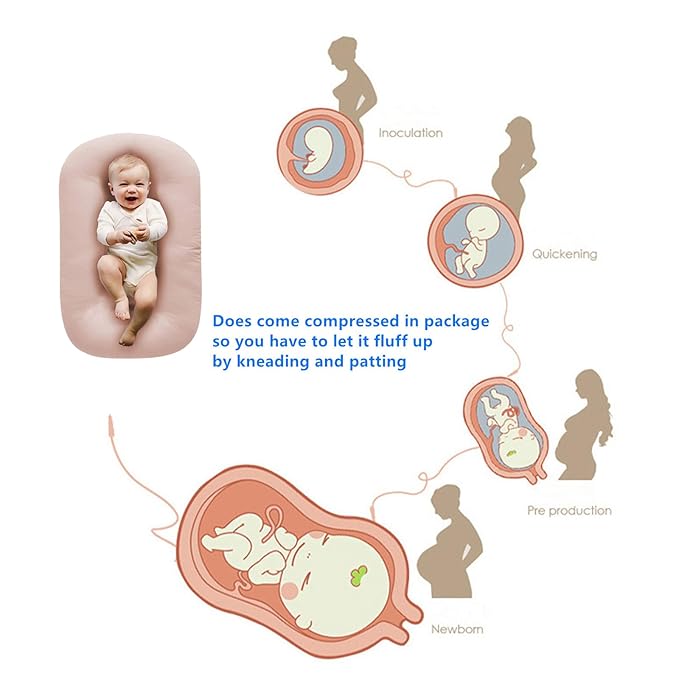 Baby Lounger Play Mat,Baby Lounger for Newborn Tummy Time for Baby in Bed,0° Angle Newborn Lounger Baby Nest for Boys & Girls 0-12 Months(Pink)-CubbioJoy